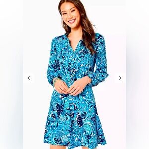 Lilly Pulitzer Seana UPF 50+ ChillyLilly Dress Resort White Mermazing